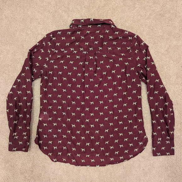 J. Crew Women's Burgundy Terrier Print Popover Shirt - Picture 3 of 5
